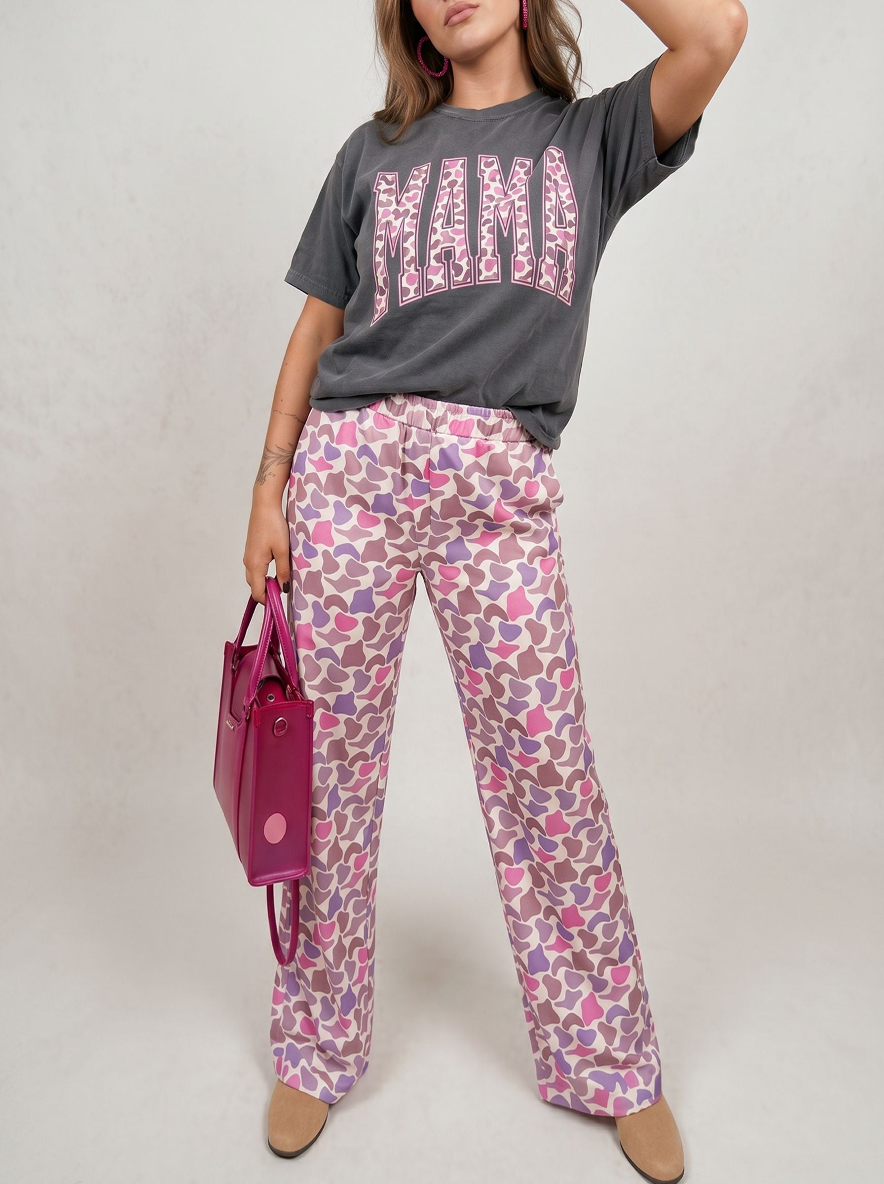 Graphic Tee Heart Print Pants Set