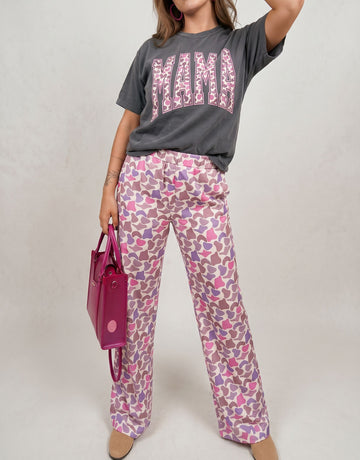 Graphic Tee Heart Print Pants Set