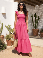 Smocked Ruffle Gingham Maxi Dress
