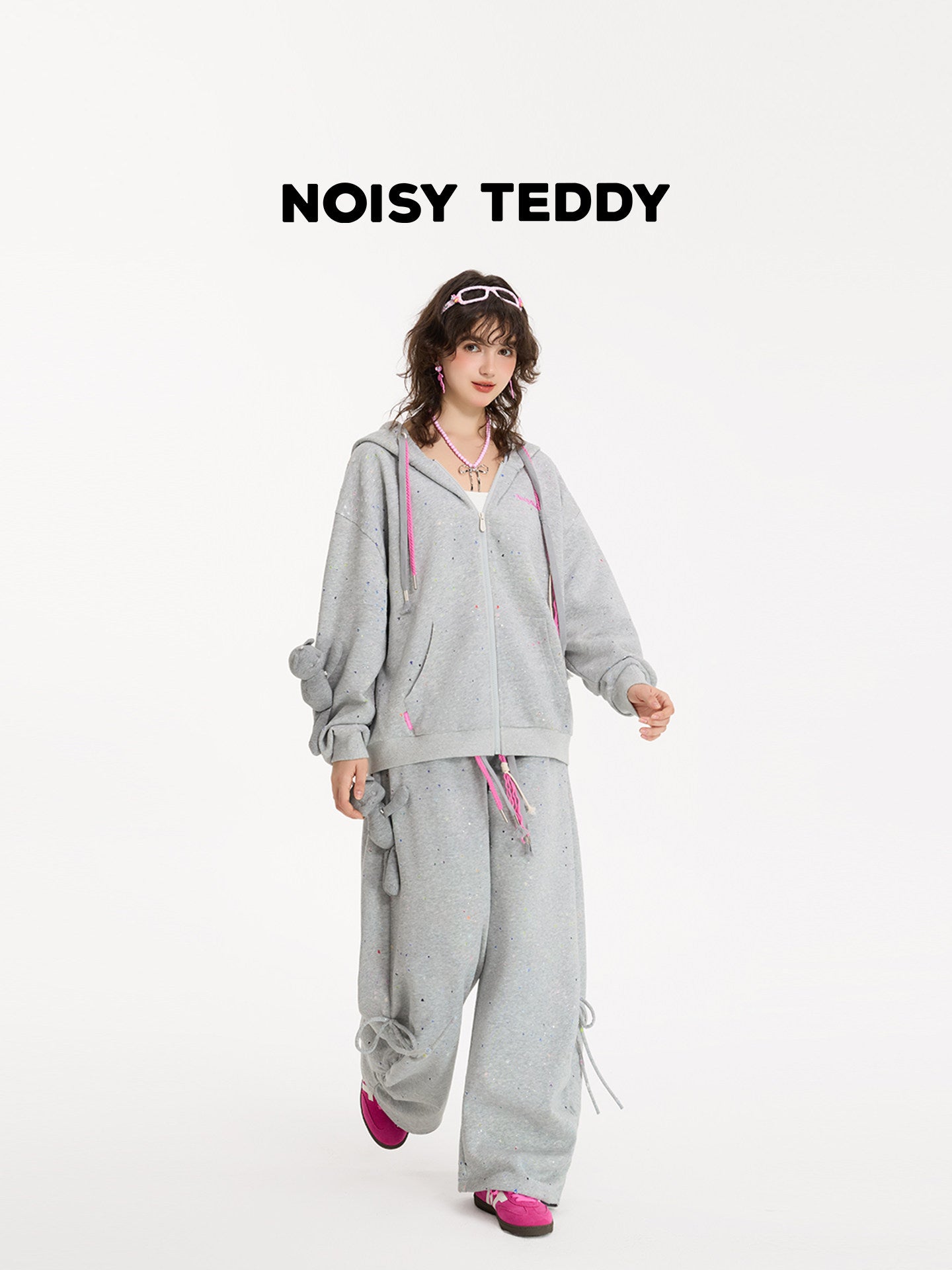 Glittery Fleece Zip Up Hooded Jacket