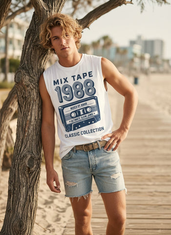 Vintage Graphic Print Sleeveless Tank Top