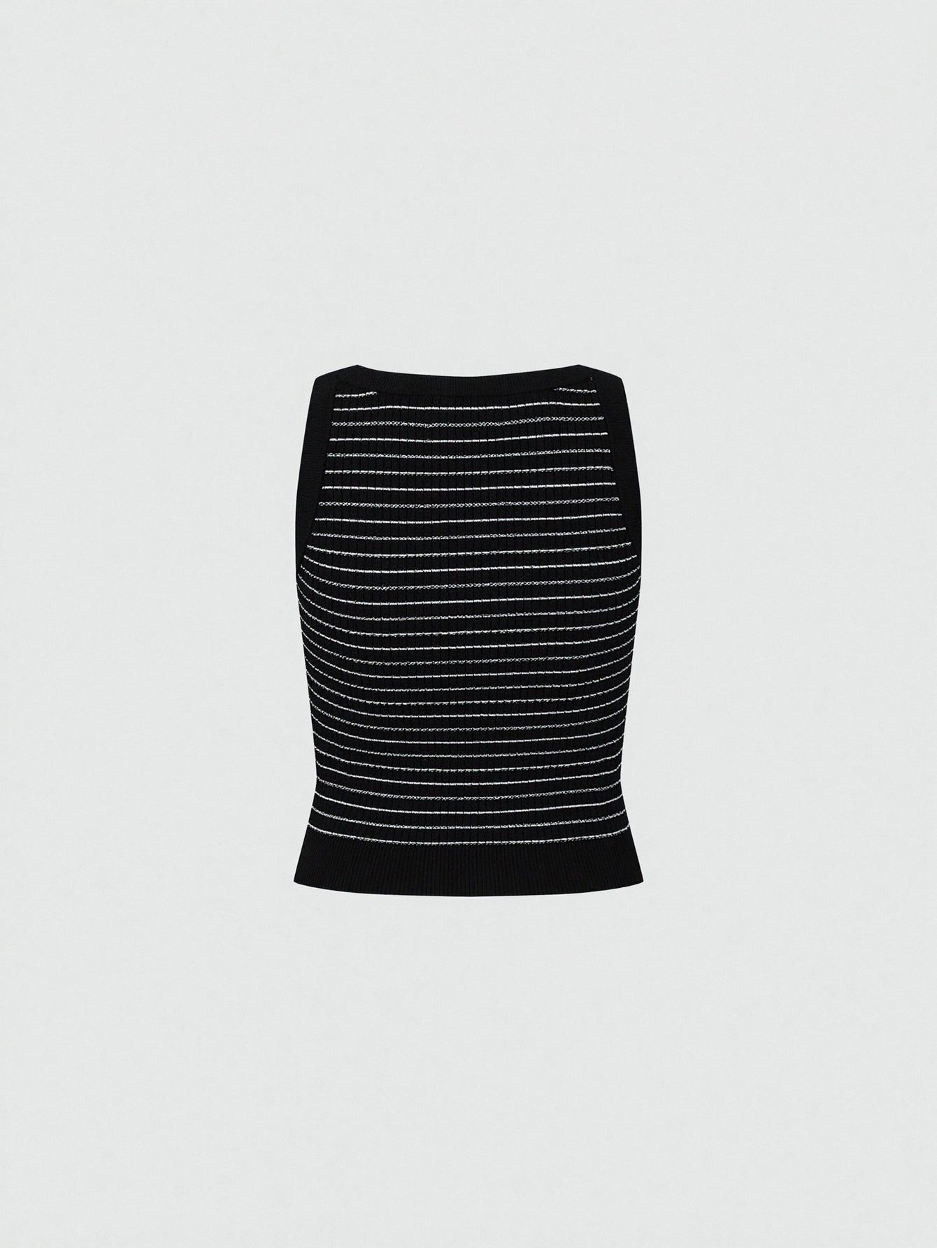 Contrast Striped Sleeveless Knitted T-Shirts