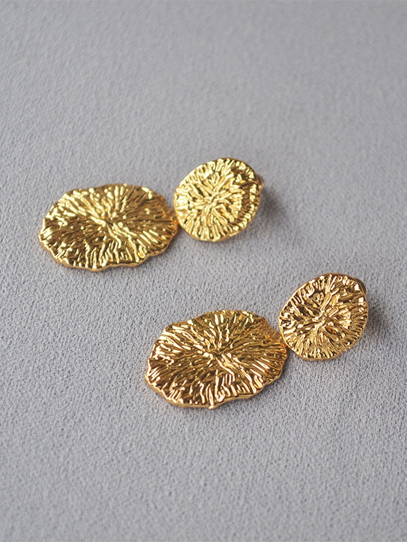Textured Gold Statement Drop Earrings