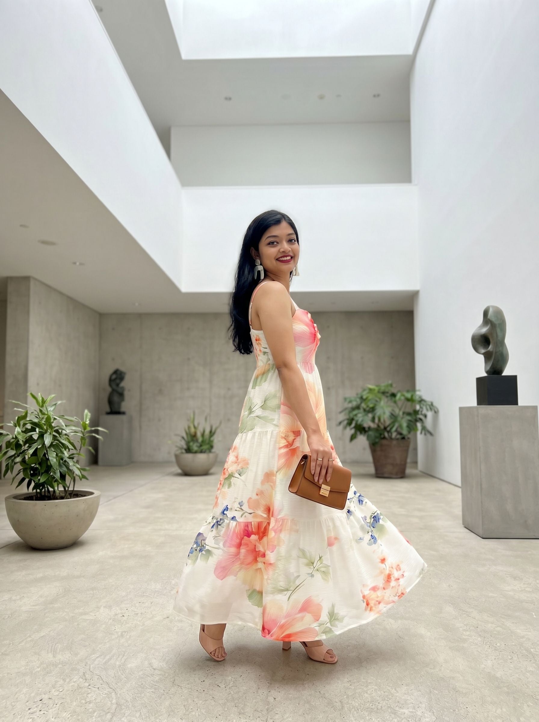 Sikruti Jena's Hibiscus Floral Print Midi Dress