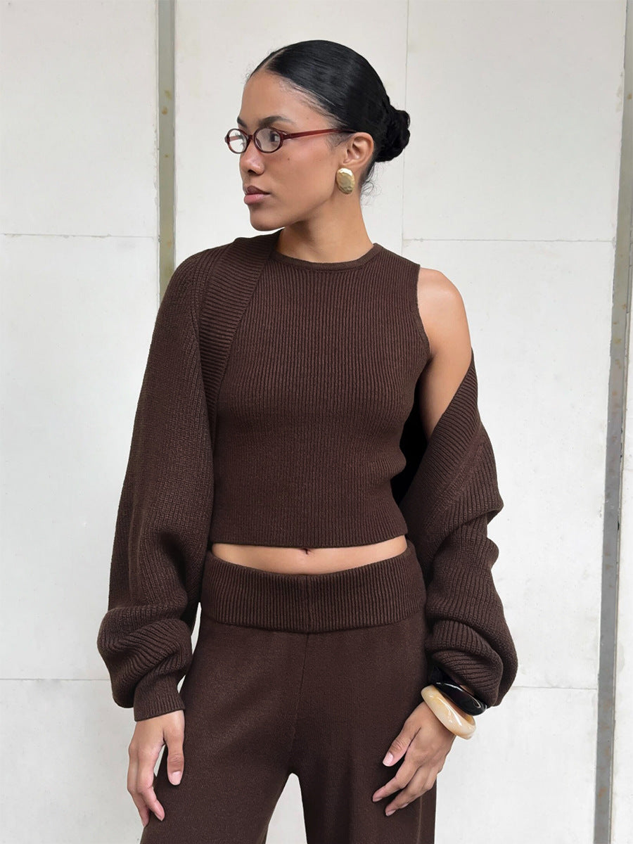 Cozy Sleeveless Crop Knit Set