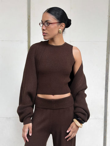 Cozy Sleeveless Crop Knit Set