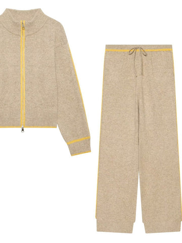 Cozy Zip Up Knit Pants Set