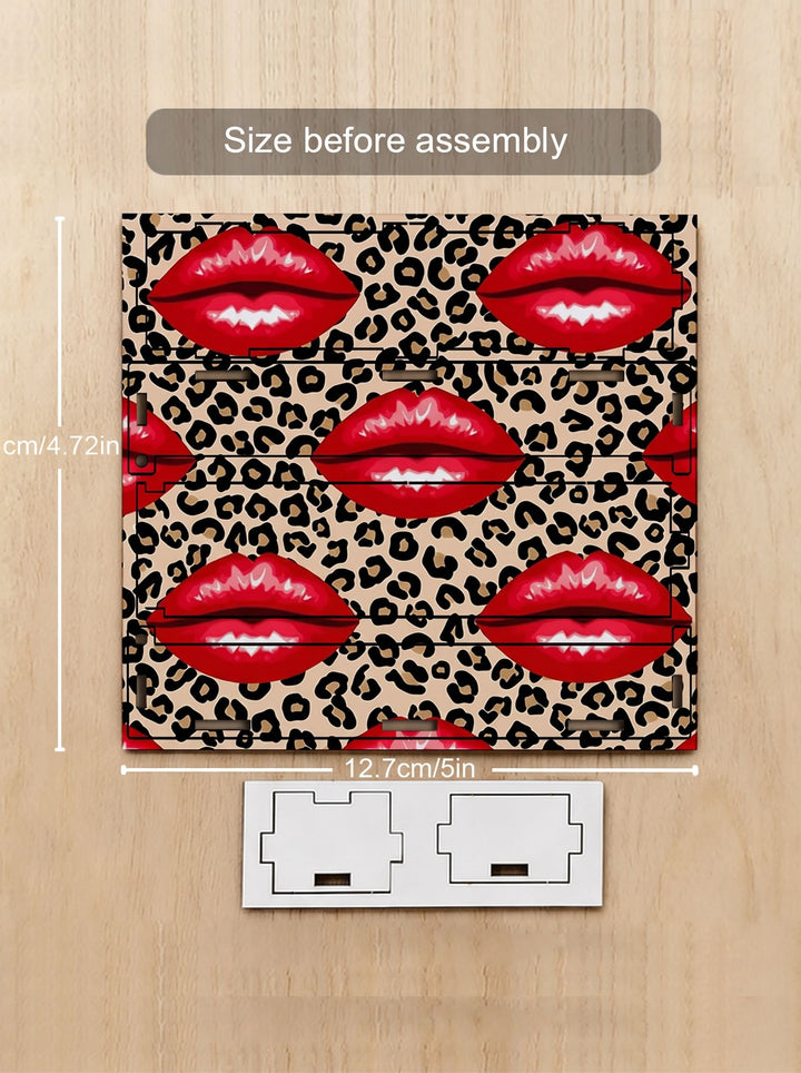 Red Lips Leopard Print Storage Box