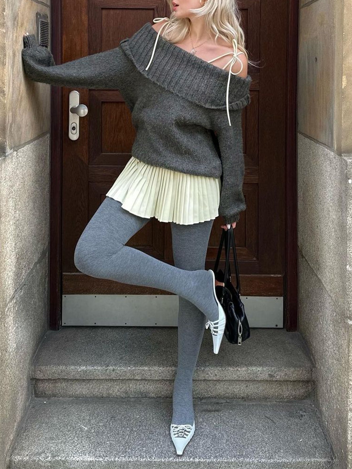 Off The Shoulder Foldover Knit Sweater
