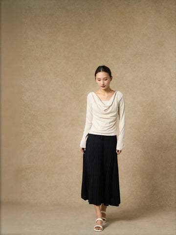 Elegant High Waisted Pleated Midi Skirt