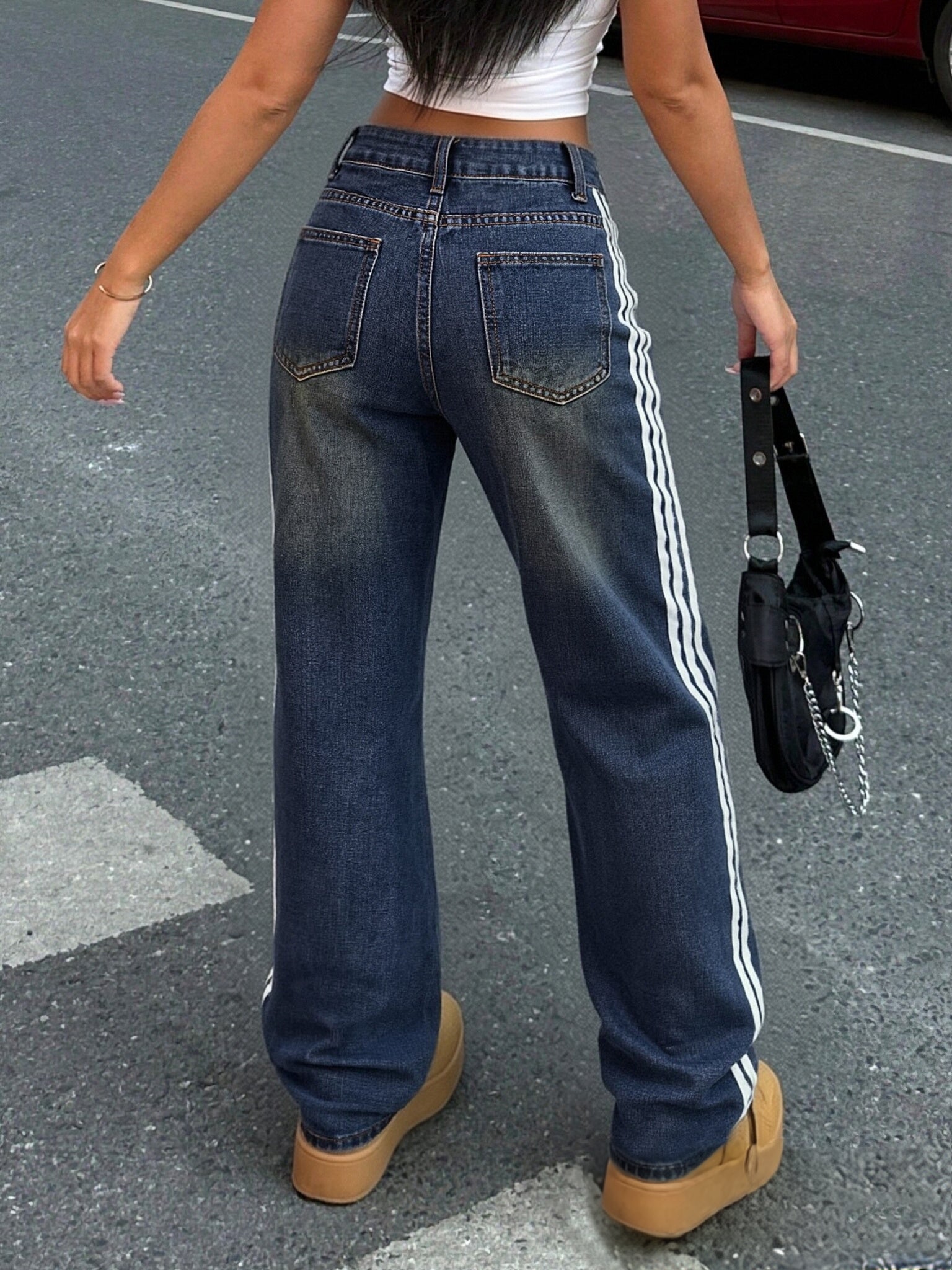 High Waisted Side Lace Jeans