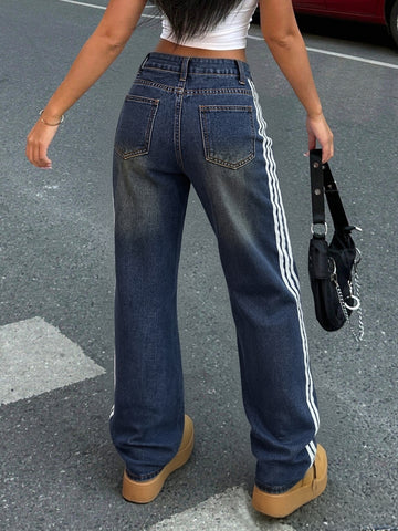 High Waisted Side Lace Jeans