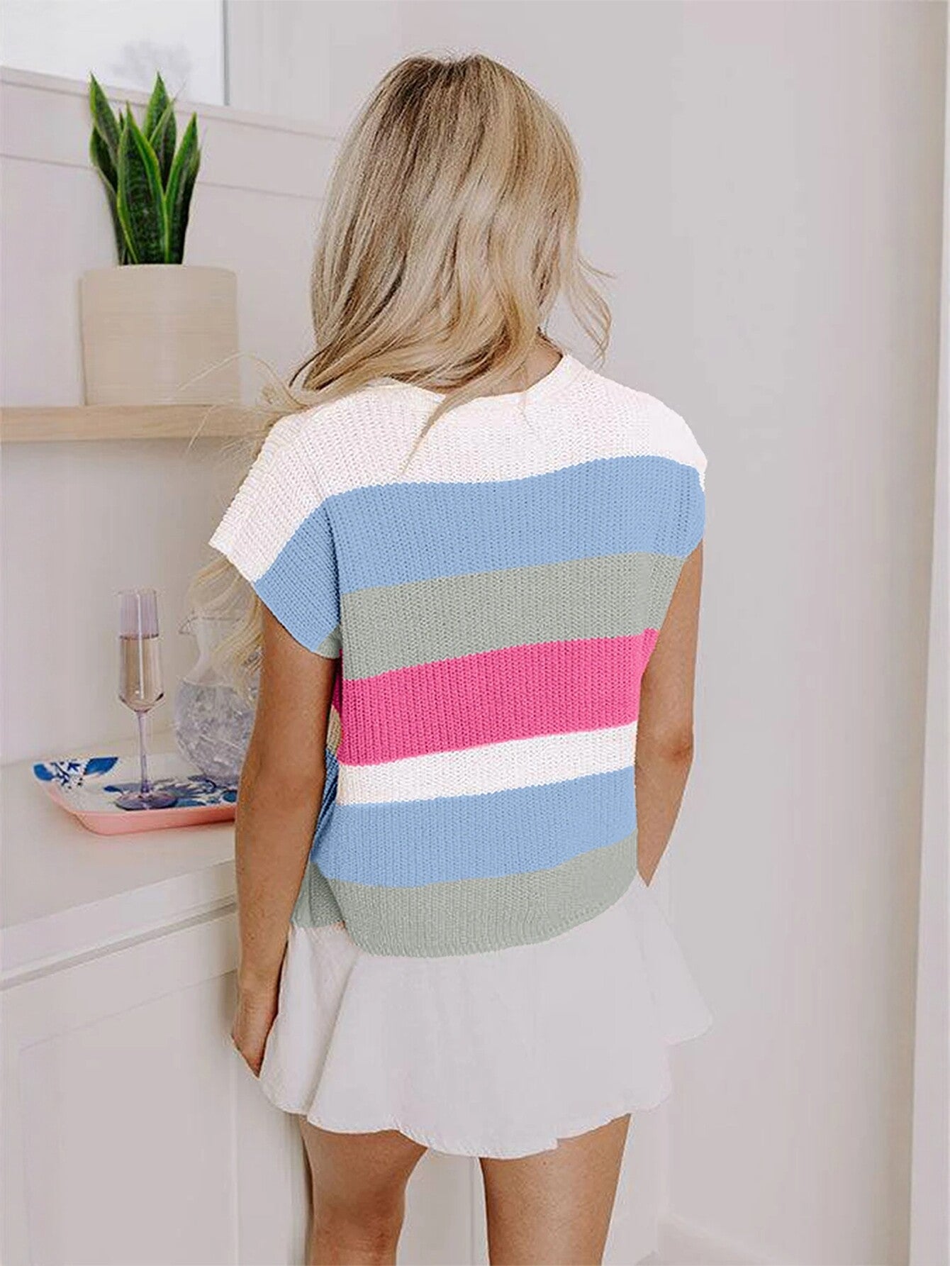Striped V Neck knit Sweater