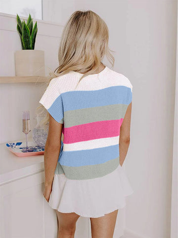 Striped V Neck knit Sweater