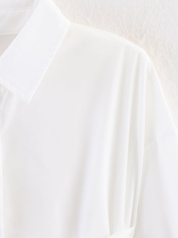Ruched Waist Button Down Shirt