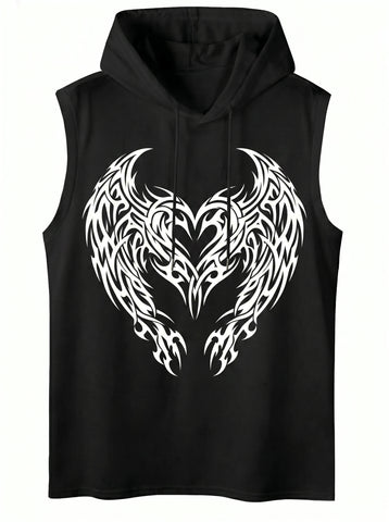 Graphic Tribal Print Hooded Tank Top