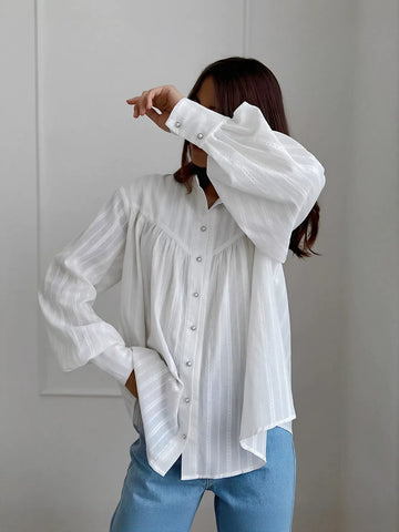 Oversized Textured Button Down Shirt
