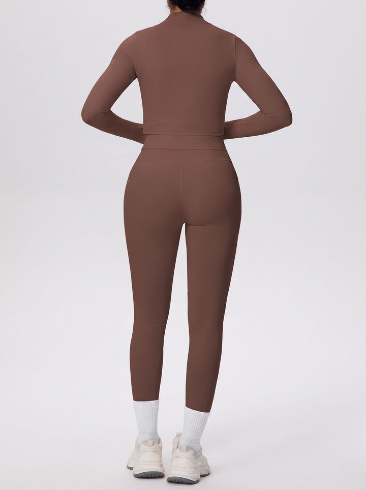 Seamless Ribbed Zip Up Workout 3 Piece Set
