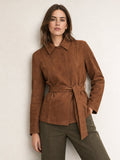 Classic Belted Faux Suede Jacket