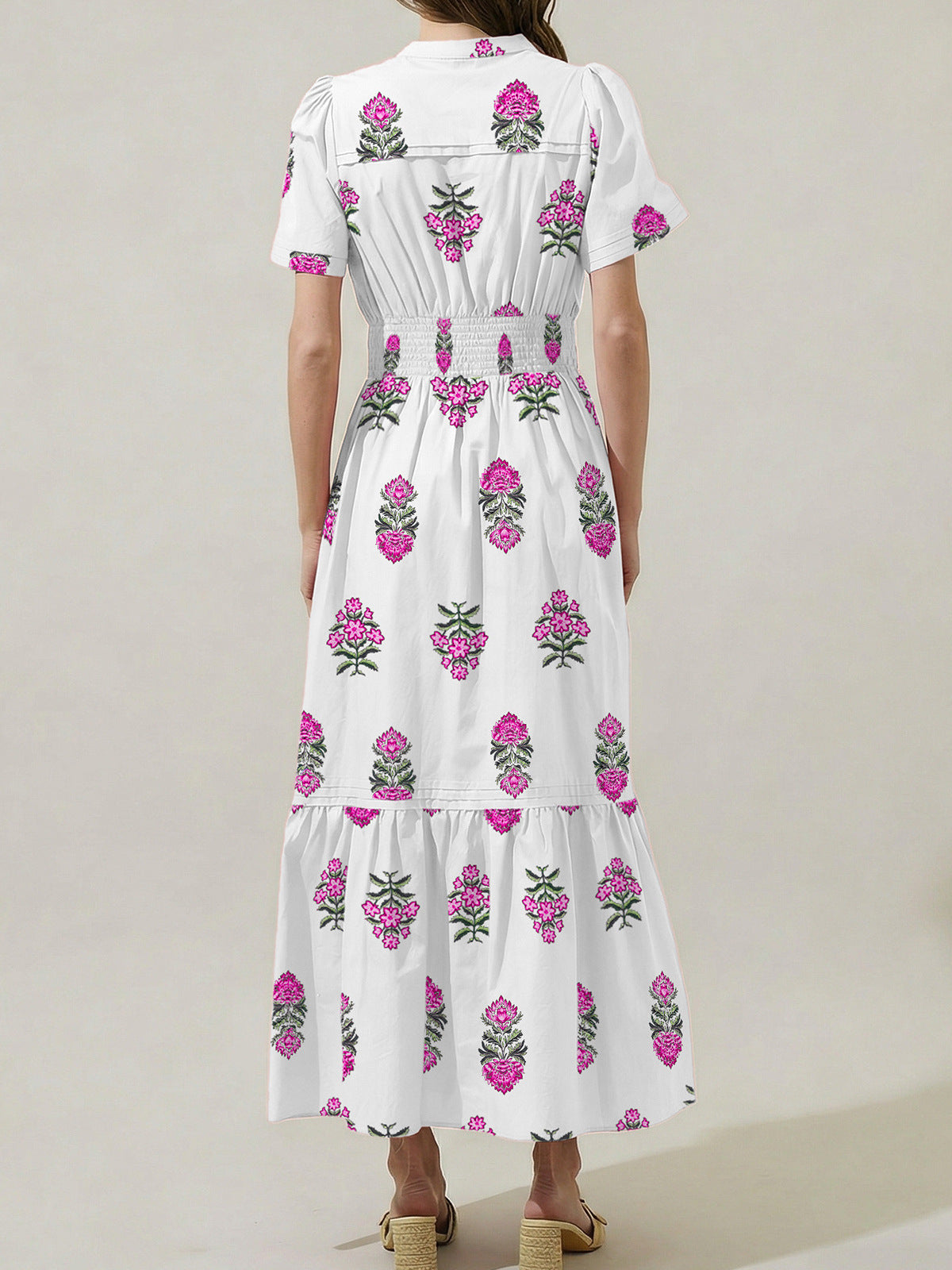 Long Sleeve Floral Print Midi Dress