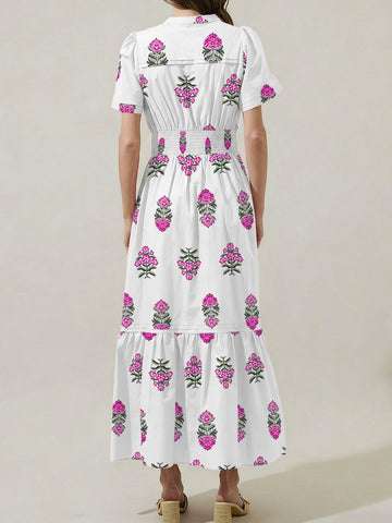 Long Sleeve Floral Print Midi Dress