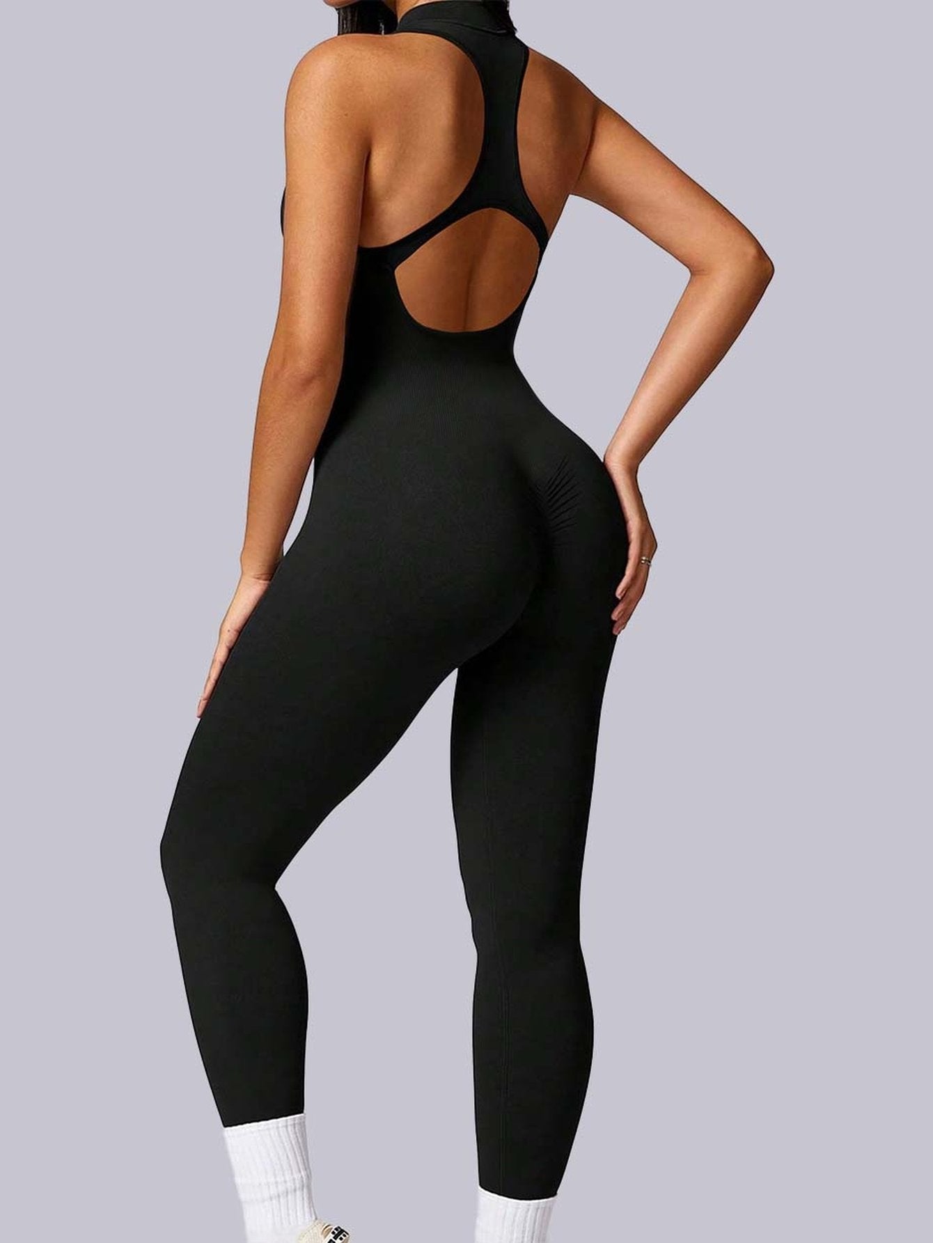 Sculpting Zip Front Athletic Jumpsuit