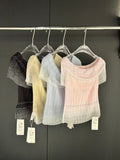 Sheer Off Shoulder Knit Pullover
