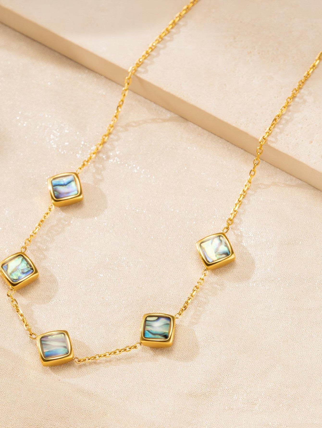 Waterproof Abalone Shell Gold Necklace