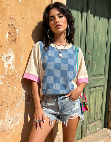 Check Patchwork Vintage T-Shirt
