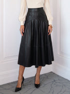 Elegant High Waisted Faux Leather Skirt
