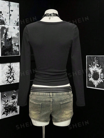 Slim Fit Snap Button T Shirt