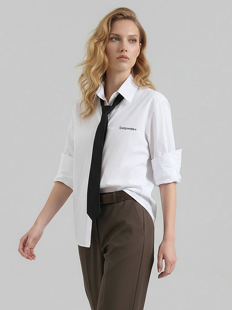 MO&Co.Include Tie Cotton Shirt
