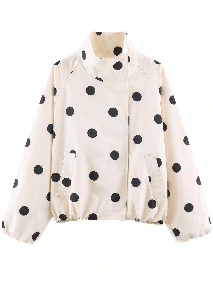Polka Dot Stand Collar Jacket