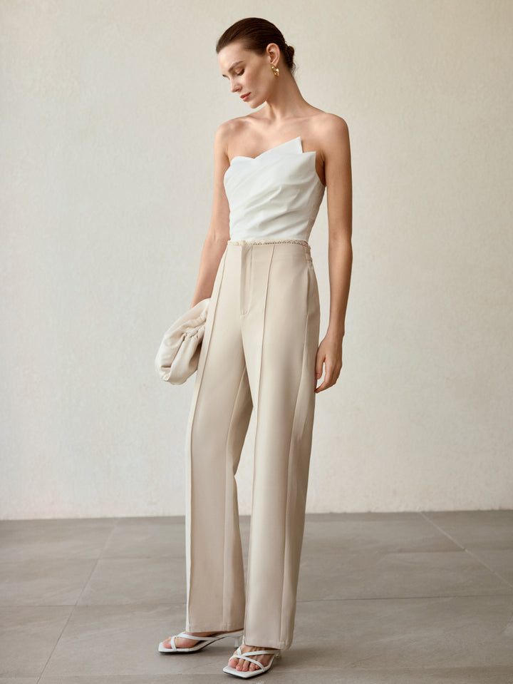 High Waisted Tailored Wide Leg Trousers