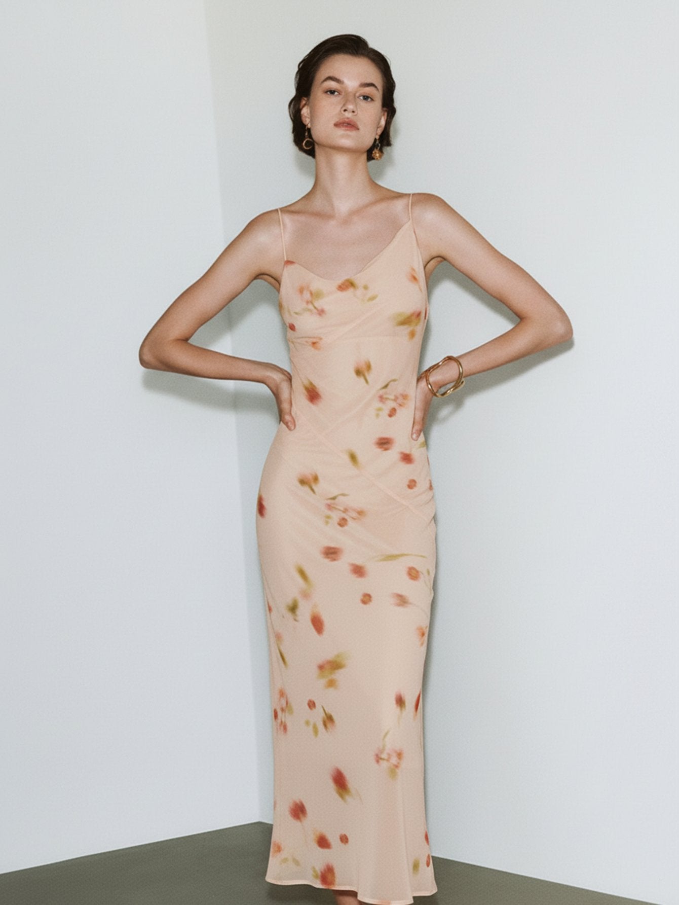 Urban Revivo Cami Skinny-Fit Dresses-Peach