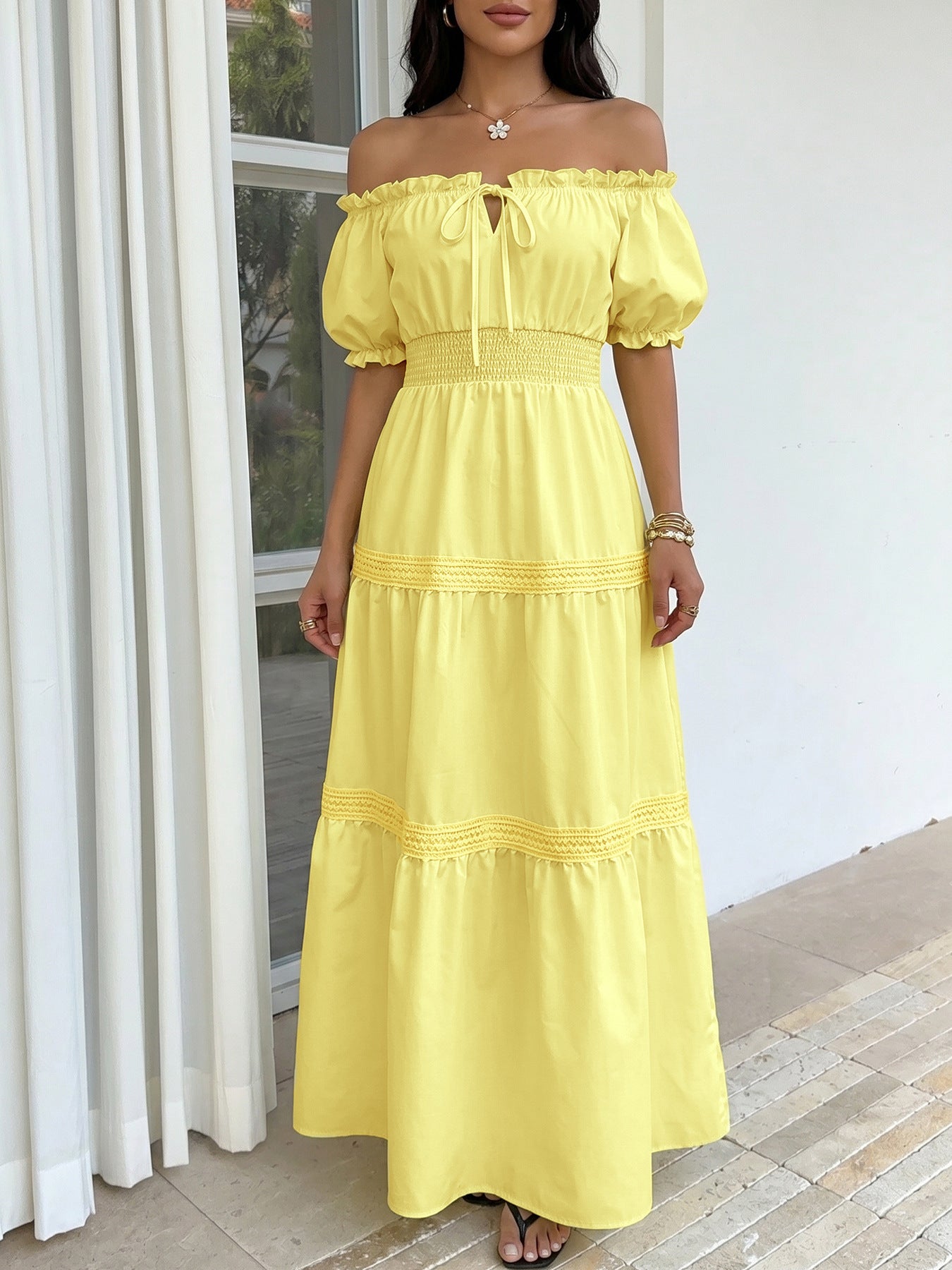 Off Shoulder Tiered Maxi Dress