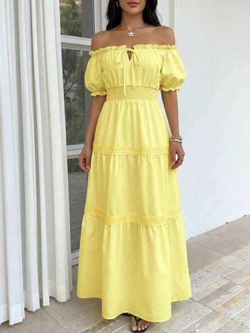 Off Shoulder Tiered Maxi Dress