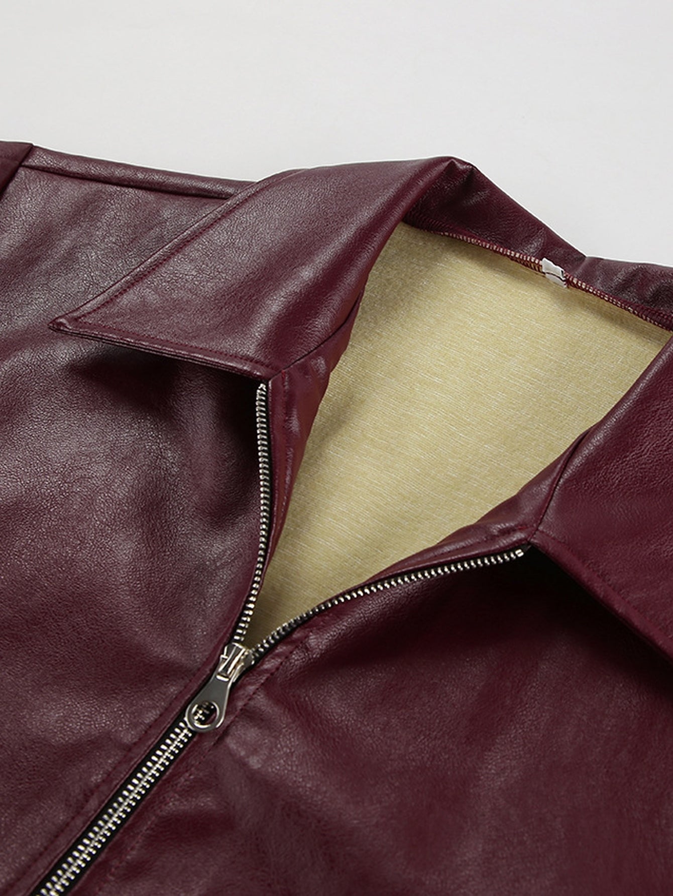 Oversized Burgundy Faux Leather Jacket