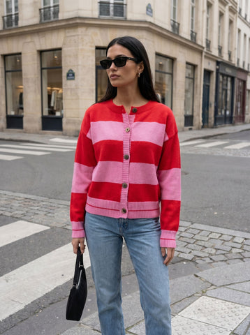Cozy Striped Button Down Cardigan
