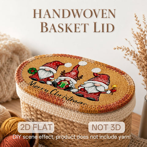 Merry Christmas Gnomes Wooden Basket Bottom