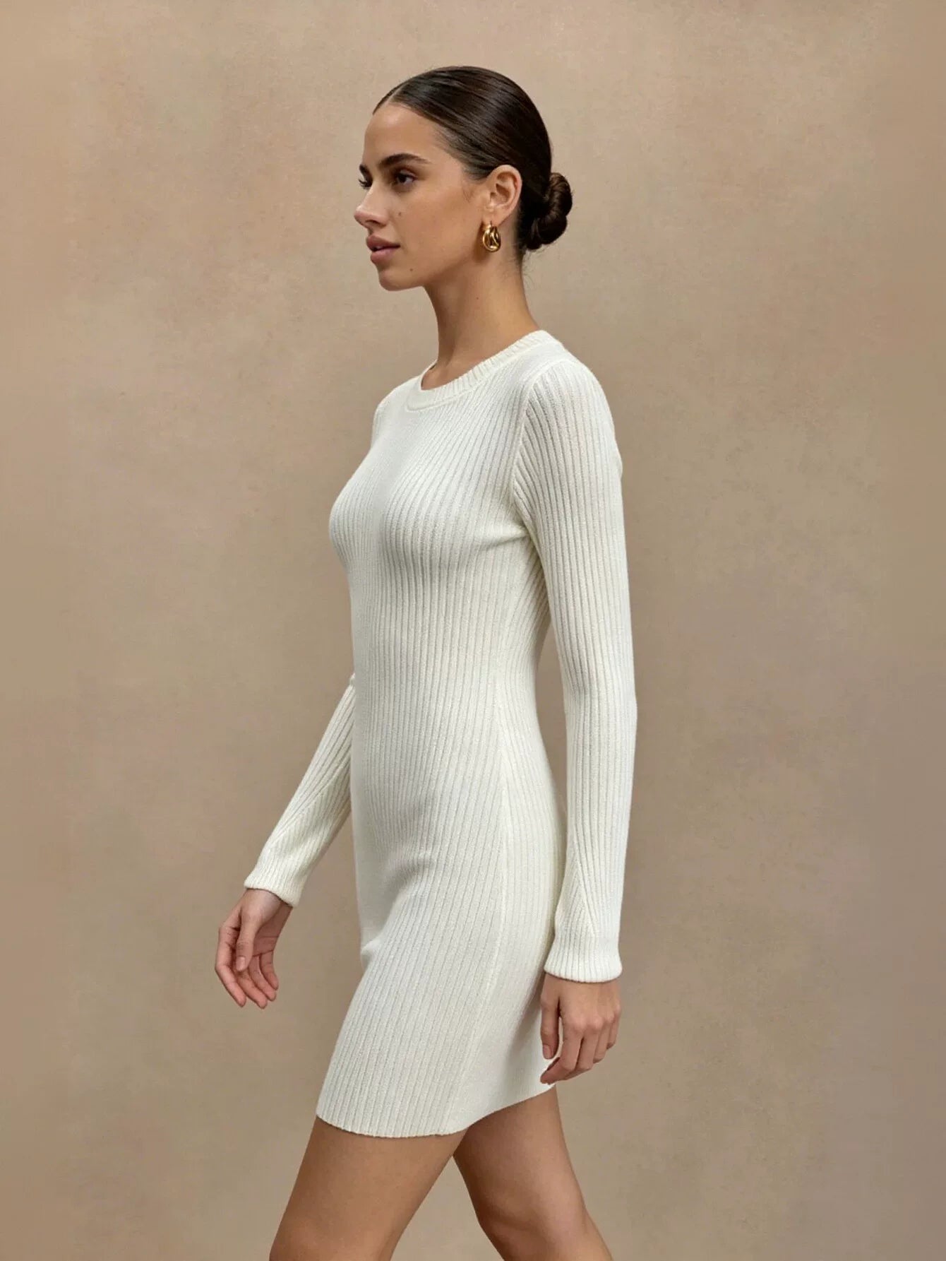 Form Fitting Ribbed Knit Dress
