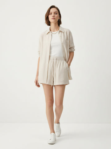 Cotton Silk Striped Shorts