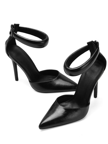 Padded Ankle Strap Pointed Heels