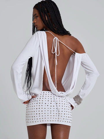 Cowl Neck Studded Modern Dress