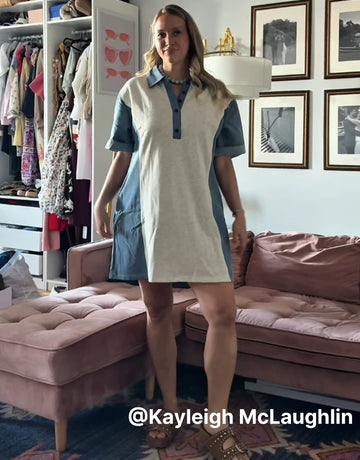 Two Tone Collar Detail Mini Dress