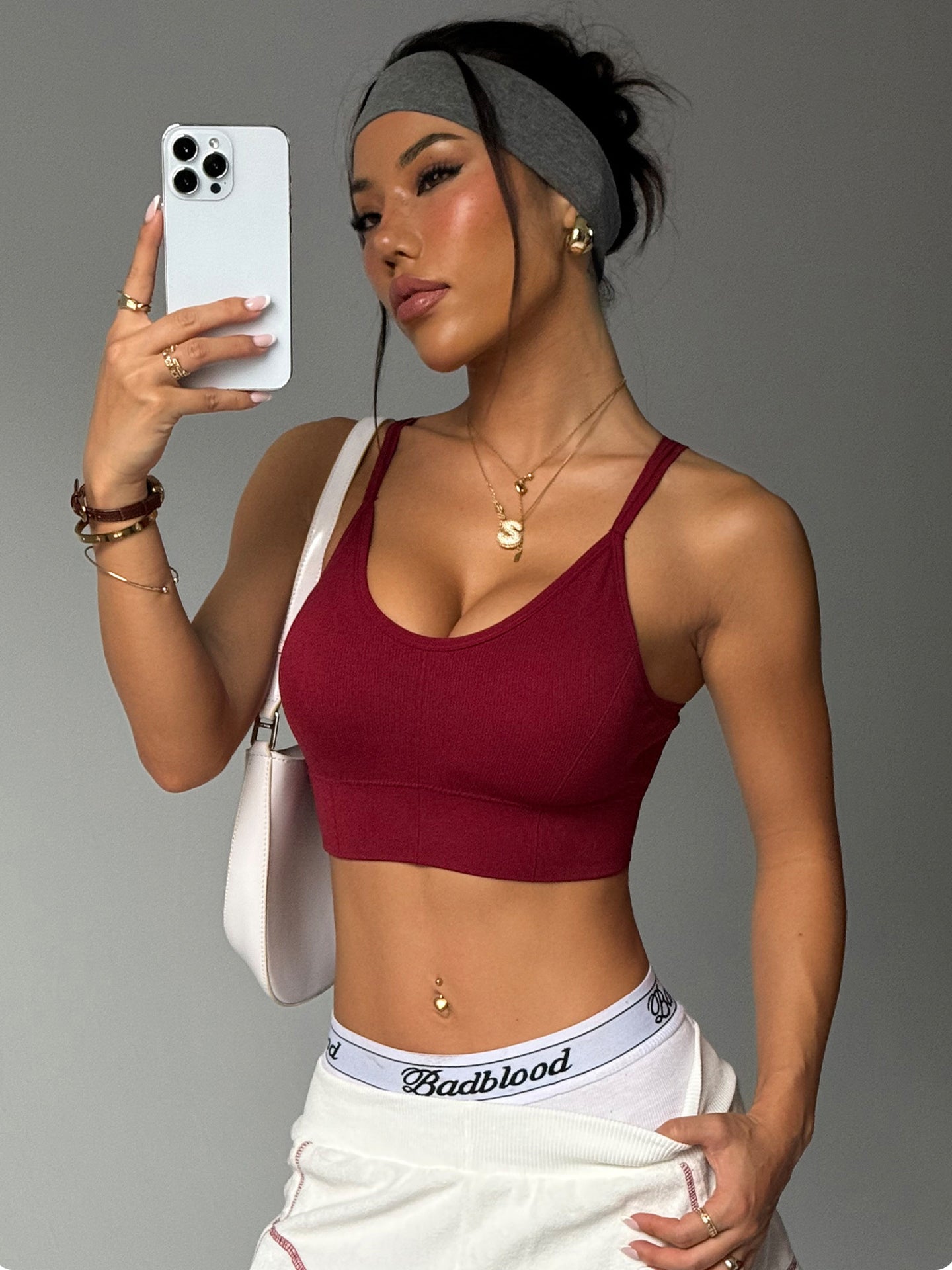 Dual-Strap Breathable Athletic Sports Bra-Multicolor