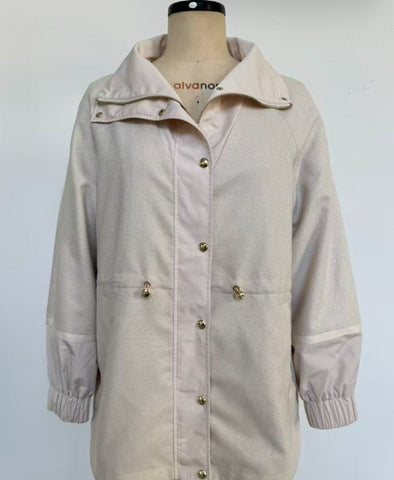 Shimmer Drawstring Waist Utility Jacket