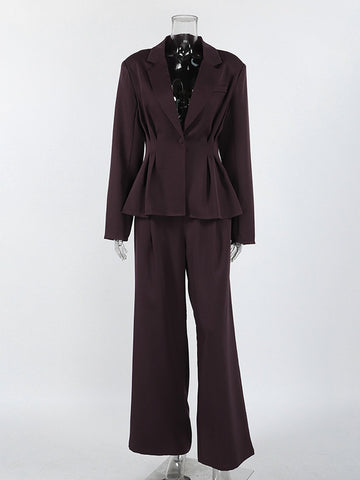 Tailored Peplum Wide Leg Pant Set