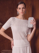 Sheer Shimmer Knit Boatneck Pullover