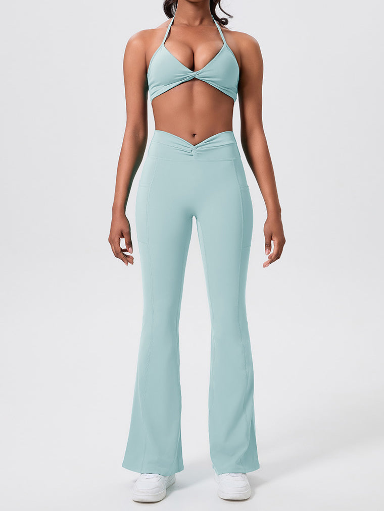High Waisted Crossover Flare Leggings
